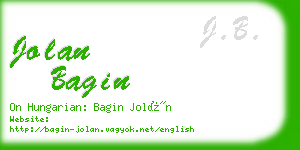 jolan bagin business card